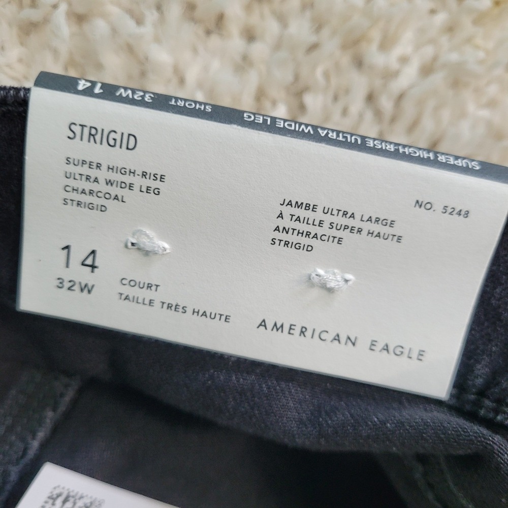 NEW American Eagle Jeans Women's 14 Short Charcoal Black Strigid Ultra Wide Leg - Picture 3 of 14
